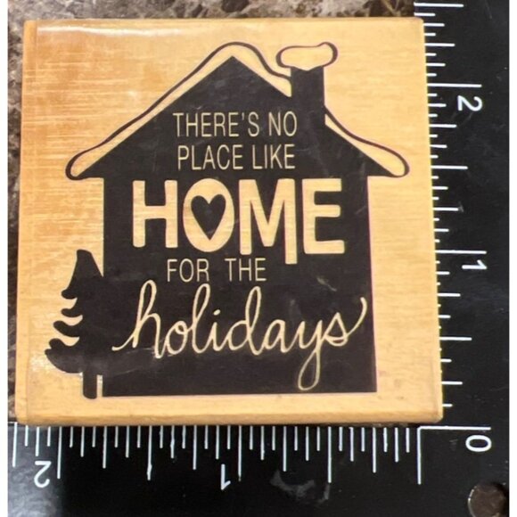 355868 Craft Smart "Theres No Place Like Home For The Holidays" Rubber Stamp - Picture 1 of 4